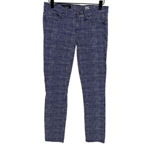 J. Crew Toothpick Straight Leg Pants Blue White Check Print Mid Rise Preppy 25